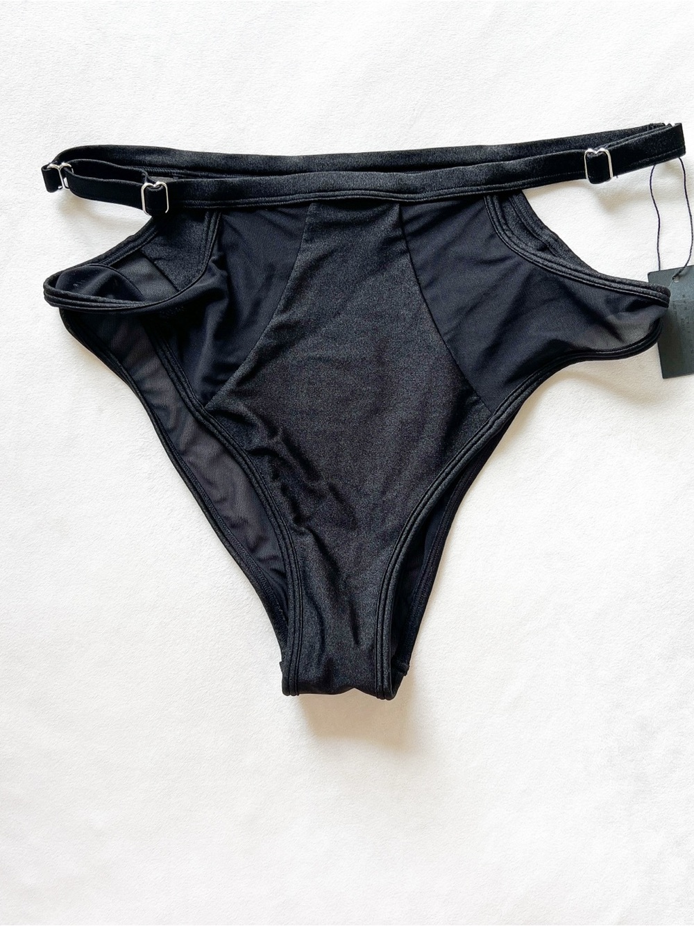 CXIX Black High-Cut Bikini Bottom with Adjustable Waist - XL